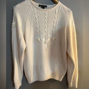 WORK‎ in progress mohair angora silk blend bead floral sweater M
